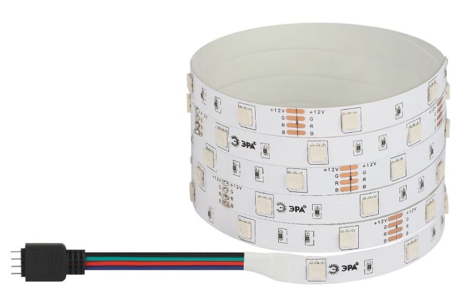 Светодиодная лента Эра 12В 2835 7,2Вт/м RGB 5м IP20 LS5050-7,2-30-12-RGB-IP20-1 year-5m Б0035602