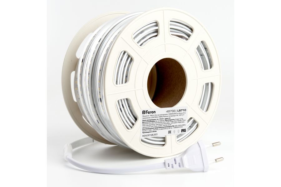 Светодиодная лента Feron LS710 220В 2835 10Вт/м 3000K 25м IP65 48766