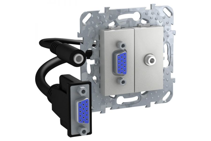 Розетка компьютерная VGA+Minijack с коннектором Schneider Electric Unica Top MGU5.932.30ZD
