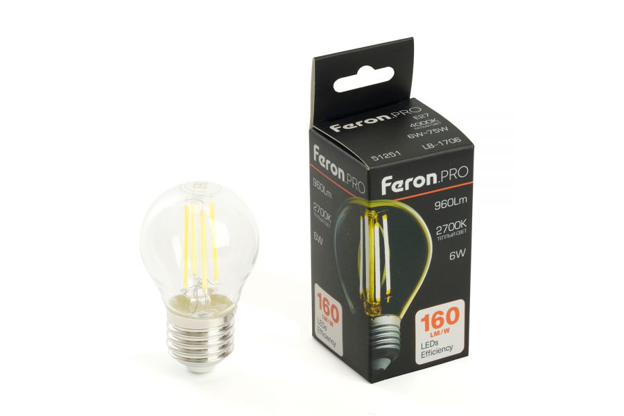 Светодиодная лампа Feron LB-1706 E27 6W 2700К 51250