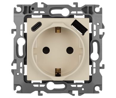 Розетка со шторками с USB type-A+C Эра 12-4108-02 Б0067731