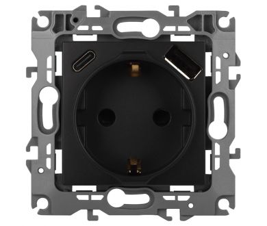Розетка со шторками с USB type-A+C Эра 12-4108-05 Б0067707