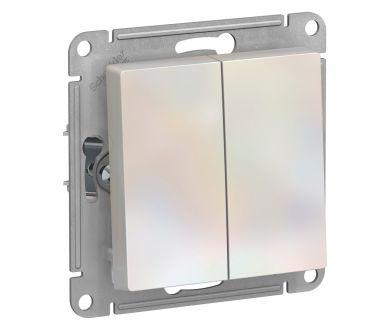 Выключатель 2-клавишный с самовозвратом, сх.2, 10А, механизм Systeme Electric AtlasDesign Жемчуг ATN000417