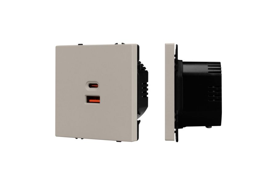 Механизм розетки с быстрой USB зарядкой Arlight SCT-NOBE-MUAC-SFPL-FC-CA (65W, QC3) 059446