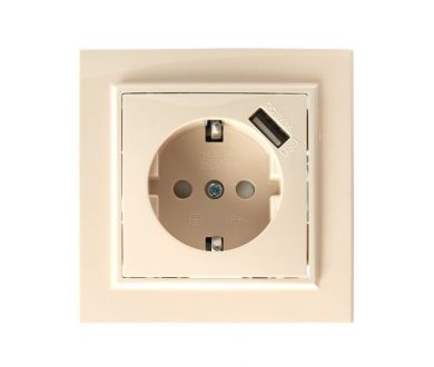 Розетка 1-местная Stekker PST16-9011-02 с защитной шторкой и с USB 39237