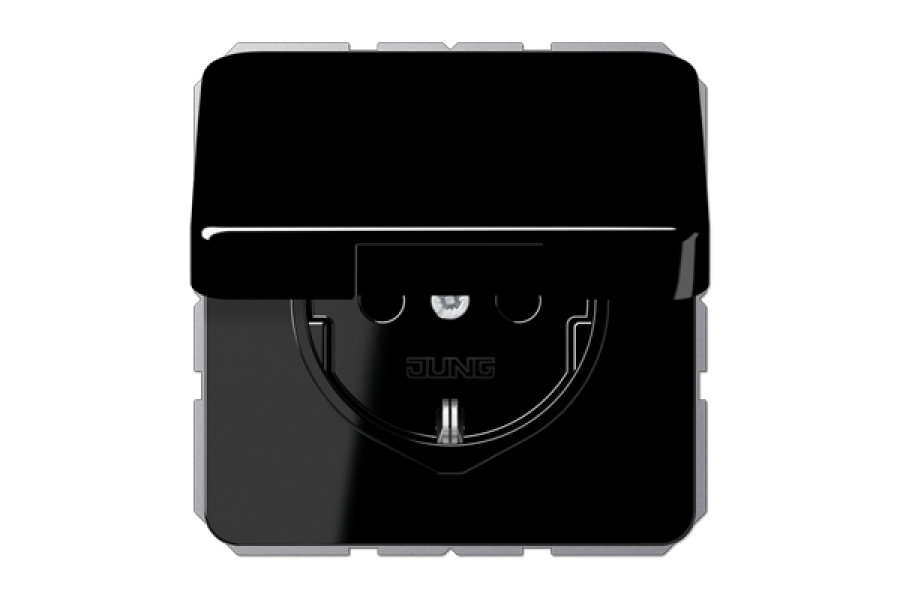 Розетка Schuko с крышкой Jung CD1520BFKLSW