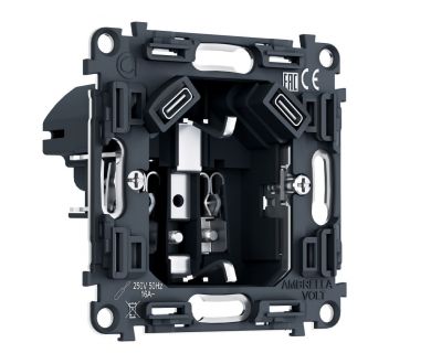 Механизм электрической розетки 2USB С+C 20W (быстрая зарядка) с/з на винтовых зажимах 16A-250V QUANT PRO Ambrella Volt PR165