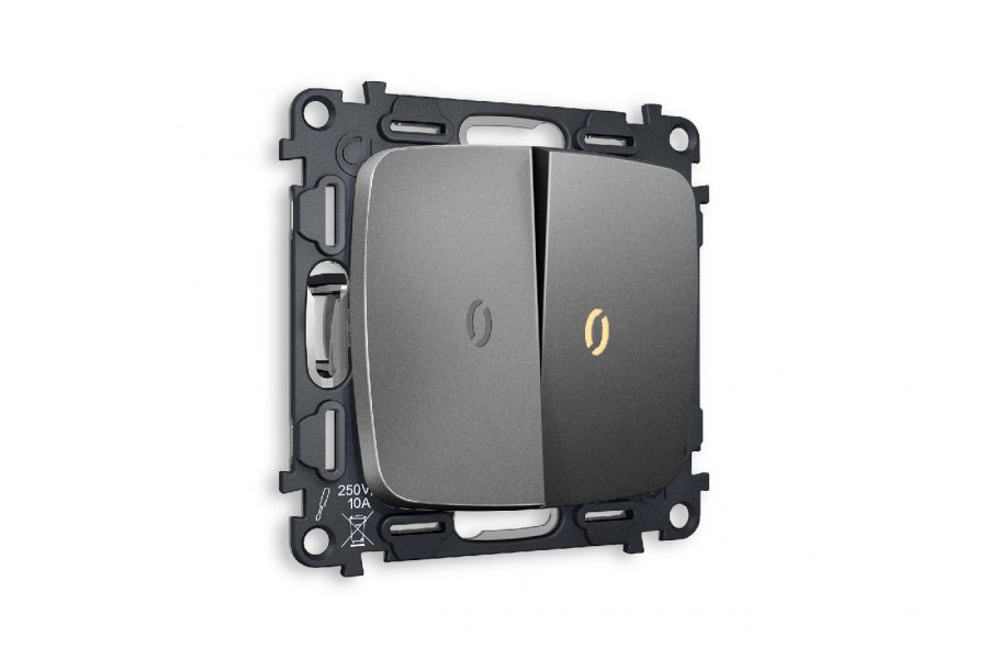 Комплект механизма 2-кл выключателя с подсветкой Ambrella Volt Omega MO654010