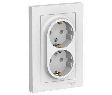 Розетка с/з двойная, 16А, в сборе Systeme Electric AtlasDesign ATN000124