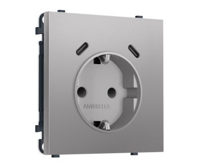 Комплект механизма электрической розетки SIGMA Сталь матовый 2USB С+C 20W Ambrella Volt MS510510 (SP5105, PR165)