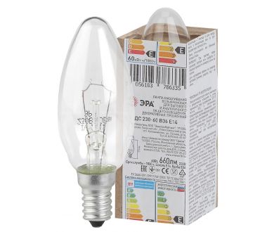Лампа накаливания Эра E14 60W ДС 60-230-Е14 (гофра) Б0039126