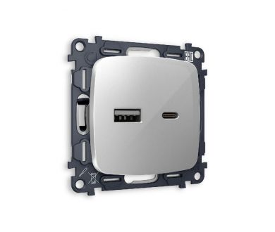 Купить Комплект механизма розетки 2USB A+C 20W (быстрая зарядка) Ambrella Volt Omega MO411010 Комплект механизма розетки 2USB A+C 20W (быстрая зарядка) Ambrella Volt Omega MO411010