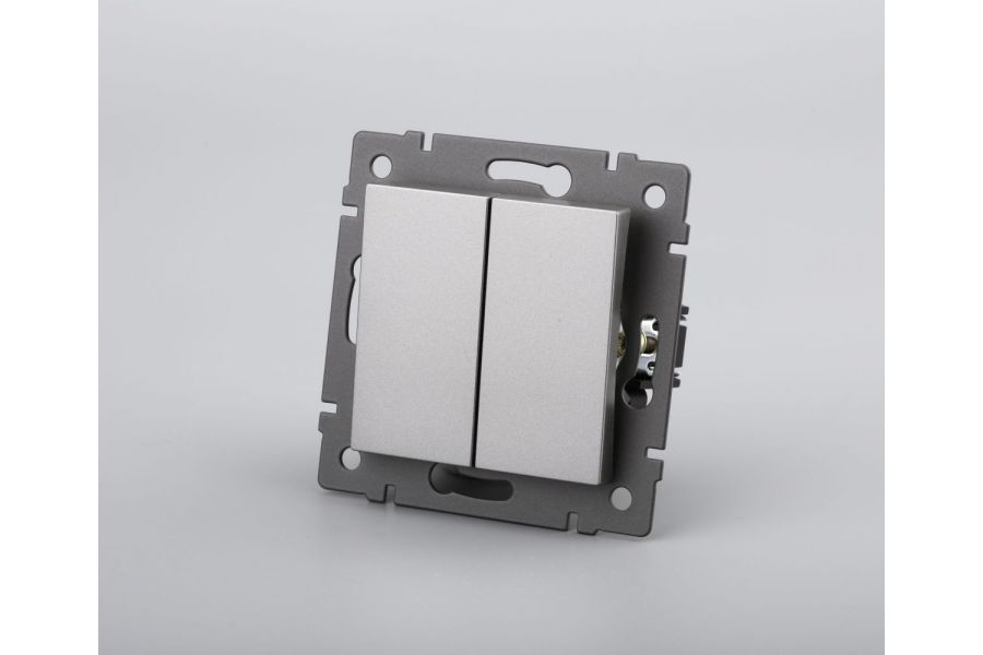 Механизм выключателя двухклавишный проходной Arlight SWT-MKP2-PL-GR-V (250V, 10A) 049894