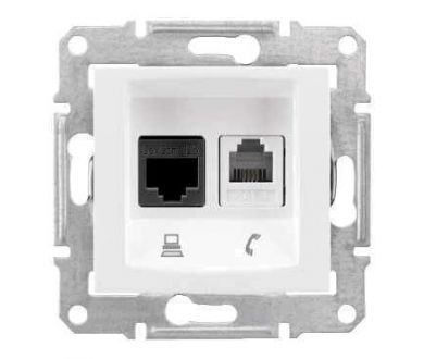 Розетка телефонная RJ-11 и Ethernet RJ-45 Schneider Electric Sedna UTP SDN5100121