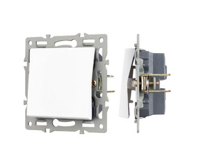 Механизм выключателя одноклавишный проходной Arlight SWT-MKP1-PL-WH (250V, 16A) 043714