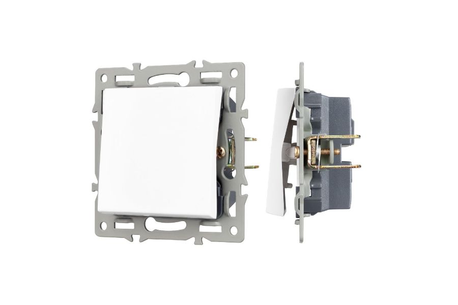 Механизм выключателя одноклавишный проходной Arlight SWT-MKP1-PL-WH (250V, 16A) 043714