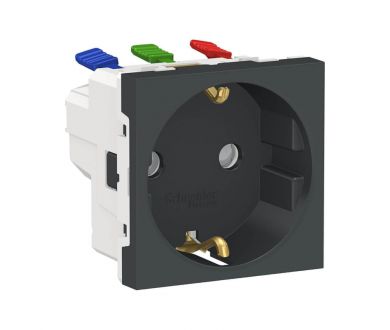 Розетка Schneider Electric Unica New Modular с/з со шторками 16A 250V NU305754