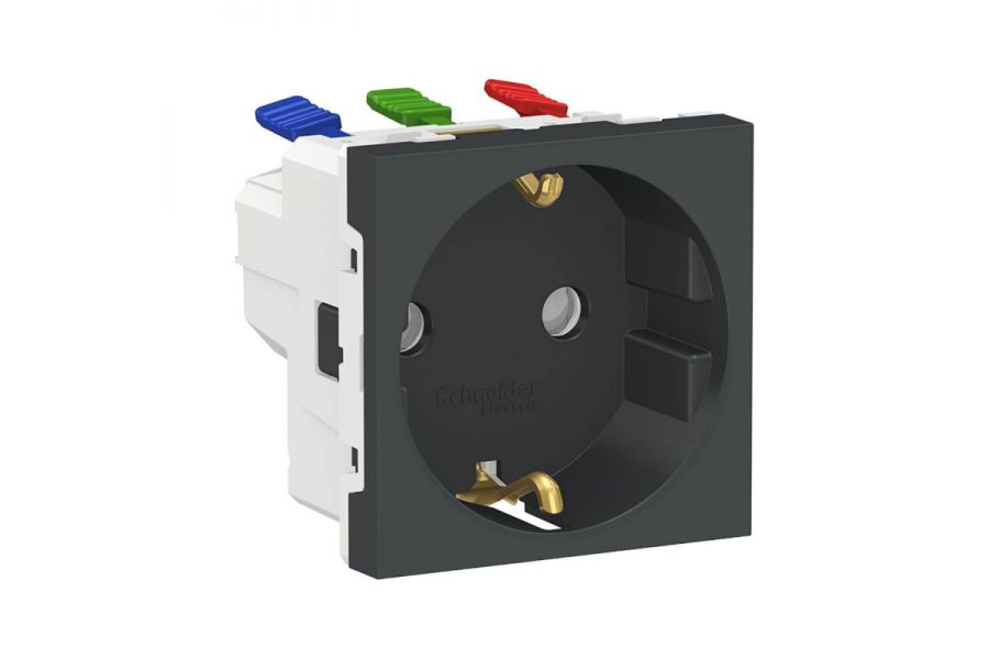 Розетка Schneider Electric Unica New Modular с/з со шторками 16A 250V NU305754