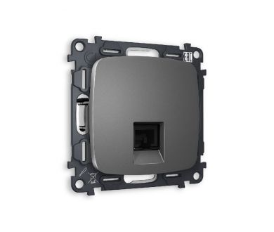 Комплект механизма телефонной розетки RJ-11(4P4C) со шторкой Ambrella Volt Omega MO662030