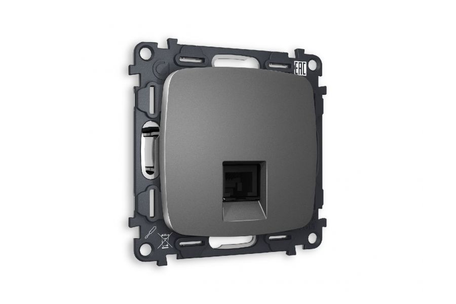 Комплект механизма телефонной розетки RJ-11(4P4C) со шторкой Ambrella Volt Omega MO662030
