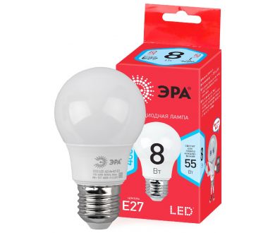 Лампа светодиодная Эра E27 8W 4000K ECO LED A55-8W-840-E27 Б0032096