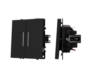 Выключатель проходной 2 кл подсветка софт-тач черный оникс Arlight SWT-MKP2-SFPL-L-BK (250V, 10A) 054267(1)