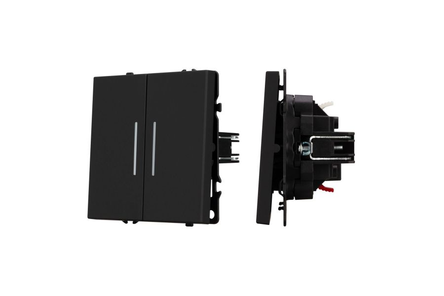Выключатель проходной 2 кл подсветка софт-тач черный оникс Arlight SWT-MKP2-SFPL-L-BK (250V, 10A) 054267(1)