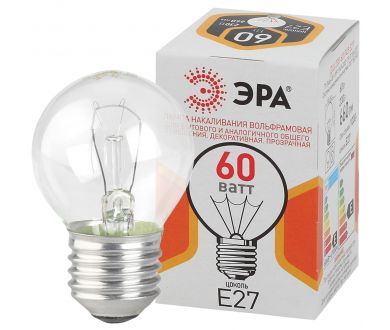 Лампа накаливания Эра E27 60W ДШ 60-230-E27-CL Б0039139