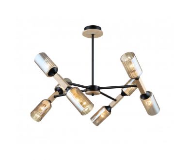 Люстра на штанге IMEX MD.5495-8-S-BK+WOOD