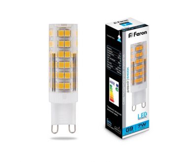 Лампа светодиодная Feron G9 7W 6400K Прямосторонняя Матовая LB-433 25768