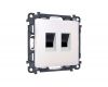 Комплект механизма компьютерной двойной розетки RJ-45 с автоматической защитной шторкой Alfa Жемчуг Quant Ambrella Volt MA212110 (AP2121, VM189)