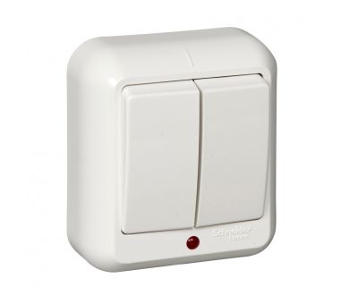 Выключатель 2-клавишный с подсветкой Schneider Electric Прима A56-007I-B
