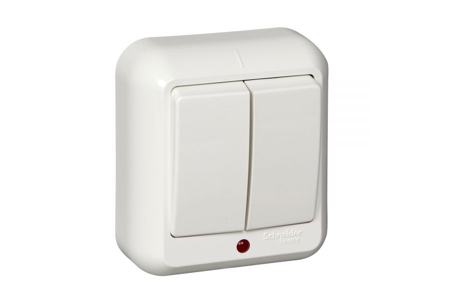 Выключатель 2-клавишный с подсветкой Schneider Electric Прима A56-007I-B
