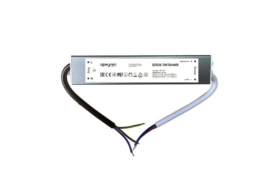Блок питания Apeyron 40Вт DC24В 1.7А IP67 03-167