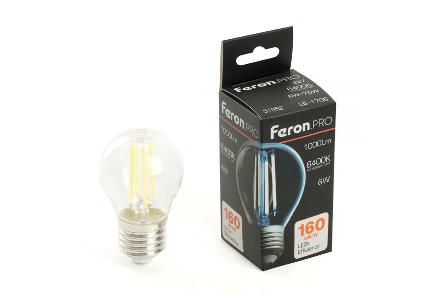 Светодиодная лампа Feron LB-1706 E27 6W 6400К 51252