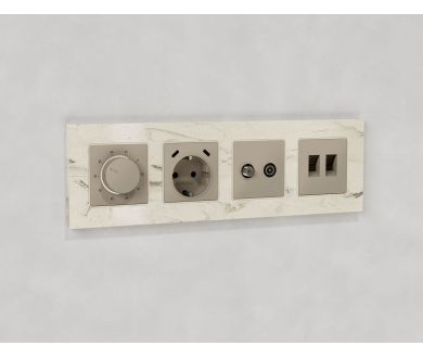 Комплект механизма компьютерной двойной розетки RJ-45 с автоматической защитной шторкой Alfa Серо-бежевый матовый Quant Ambrella Volt MA372110 (AP3721, VM189)