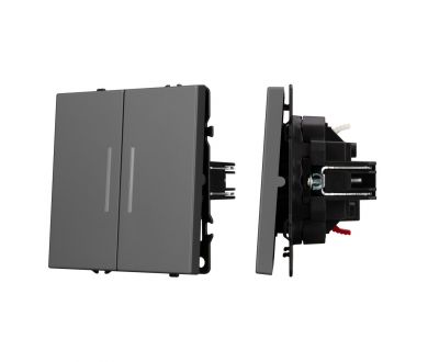 Механизм выключателя двухклавишный проходной Arlight LED SWT-NOBE-MKP2-SFPL-L-GR (230V, 10A) 054269