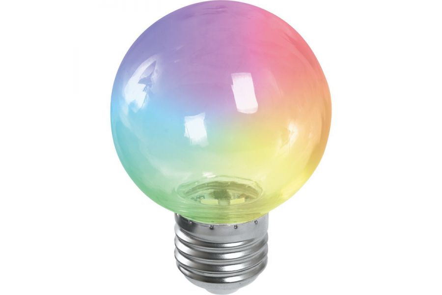 Лампа светодиодная Feron LB-371 шар прозрачный E27 3W RGB плавная смена цвета 38133