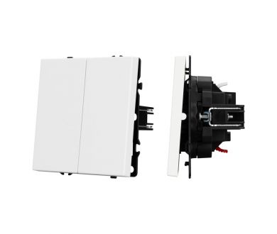 Механизм выключателя двухклавишный непроходной Arlight SWT-NOBE-MK02-SFPL-WH (230V, 10A) 054238