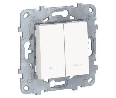 Переключатель двухклавишный с подсветкой Schneider Electric Unica New NU521318N