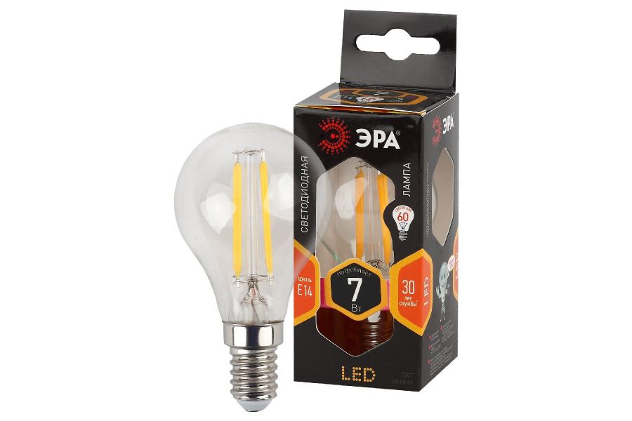 Лампа светодиодная Эра E14 7W 2700K F-LED P45-7W-827-E14 Б0027946