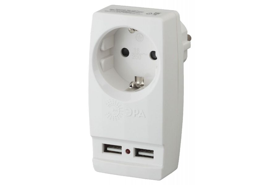 Разветвитель электрический Эра SP-1e-USB-W Б0026332