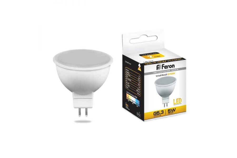 Лампа светодиодная Feron MR16 G5.3 5W 2700K матовая LB-24 25127