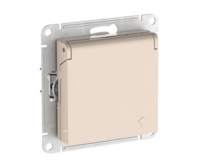 Розетка с заземл. со шторк. с крышкой, 16А,IP20,мех., быстрозажим. клем. Systeme Electric AtlasDesign Бежевый ATN000246S