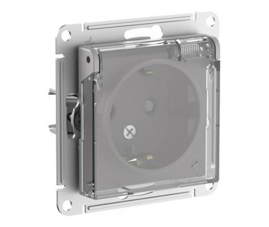 Розетка с/з со шторками с прозрач. крышк, 16А,IP44, мех Systeme Electric AtlasDesign Aqua Алюминий ATN440346