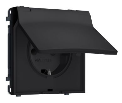 Комплект механизма электрической розетки SIGMA Черный Мягкое касание 50Hz 2P+E с/з с/ш и крышкой IP44 16A-250V QUANT PRO Ambrella Volt MS988010 (SP9880, PR141)