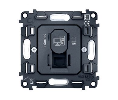 Механизм компьютерной розетки RJ-45 (8P8C) CAT6 с автоматической защитной шторкой Ambrella Volt Quant VM188