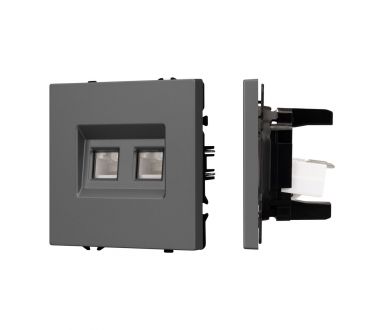 Розетка компьютерная двойная софт-тач серый базальт Arlight SCT-MPC2-SFPL-GR (2хRJ-45, CAT6) 054315(1)