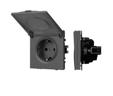 Механизм розетки влагозащищённый Arlight SCT-NOBE-MCP-SFPL-GR (230V, 16A) 054283