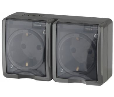 Розетка ЭРА Эксперт 2х2P+E IP54 16A 250V 11-2403-03 Б0020717